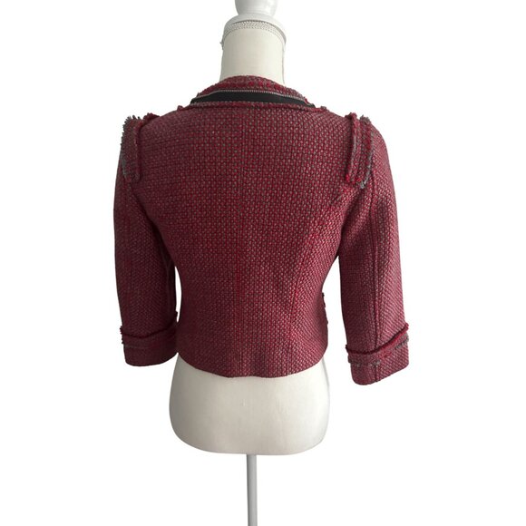HINGE Red Gray Wool Blend Blazer Jacket Size XS (0/2) - Picture 8 of 9